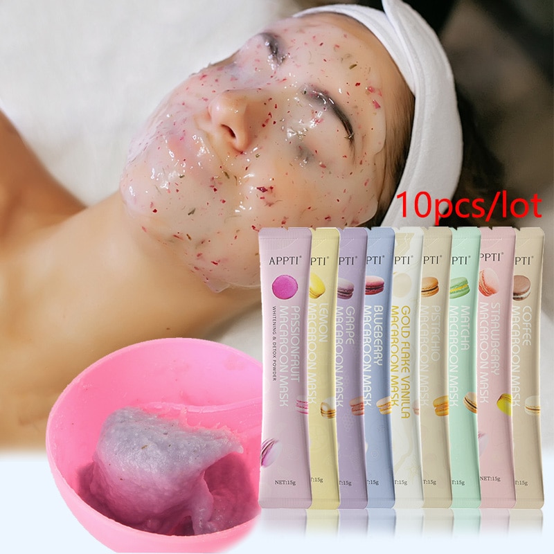 10pcs Macaron Mask Powder Nicotinamide Jelly Mask Peel Off Soft Mask Powder Anti-Wrinkle Whitening Firming Shrink Pores Skincare 1