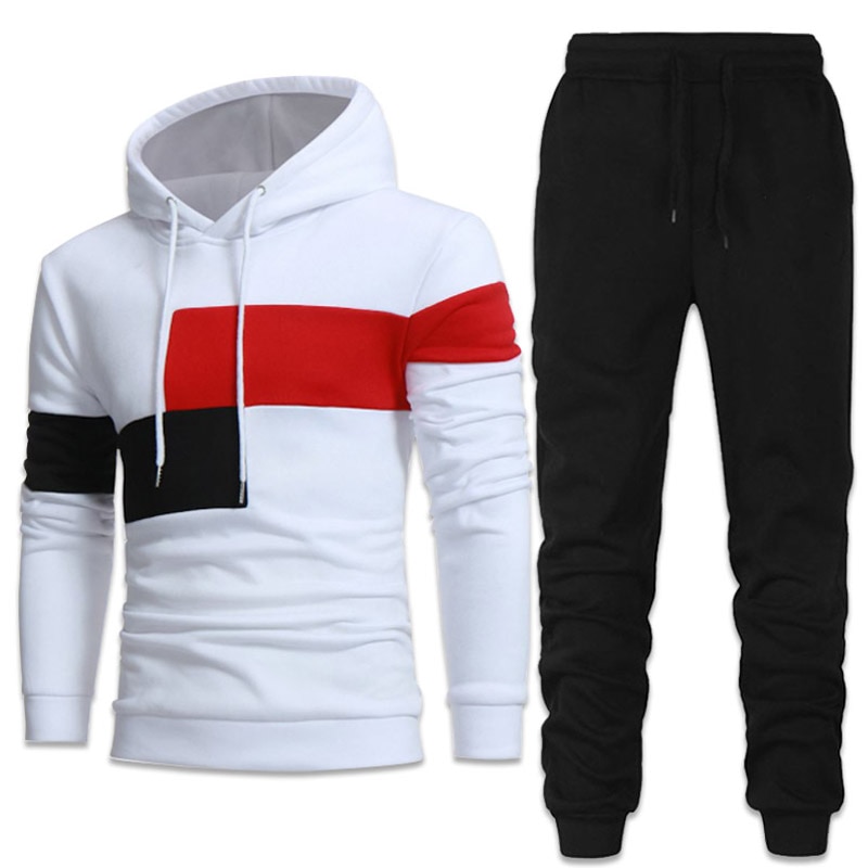 Fashion Men Tracksuits Hoodies Suit Autumn Winter Men Hooded Sweater and Sweatpants Two Piece Set Plus Size Men's Clothing 1