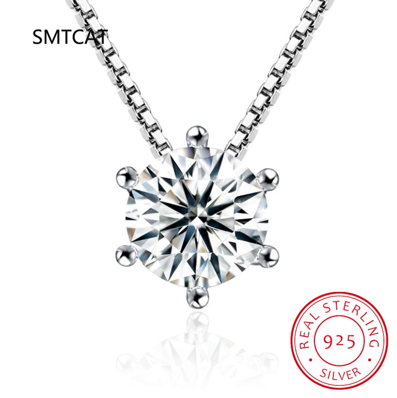 Real 1 Carat D Color Moissanite Pendant Necklace 100% 925 Sterling Silver Sparkling Engagement Wedding Party Fine Jewelry 2