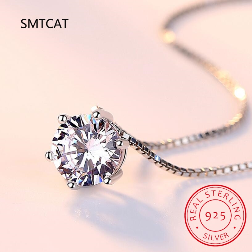 Real 1 Carat D Color Moissanite Pendant Necklace 100% 925 Sterling Silver Sparkling Engagement Wedding Party Fine Jewelry 1